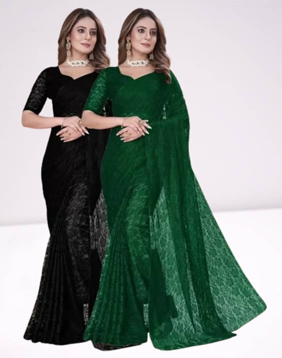 VRAGI Net Printed Regular Saree With Unstitched Blouse Piece ( Multicolor ) VRAGI Net Printed Regular Saree With Unstitched Blouse Piece ( Multicolor )