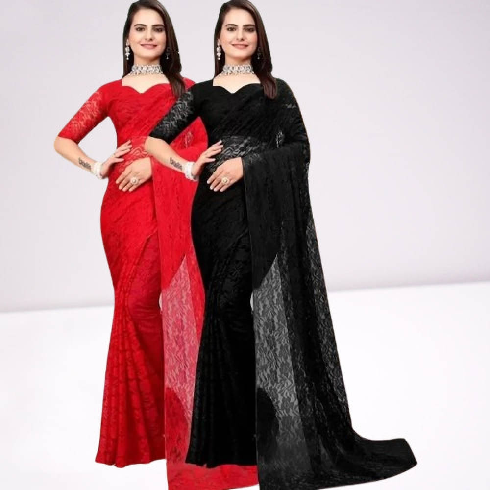 VRAGI Net Printed Regular Saree With Unstitched Blouse Piece ( Multicolor )     			VRAGI Net Printed Regular Saree With Unstitched Blouse Piece ( Multicolor )