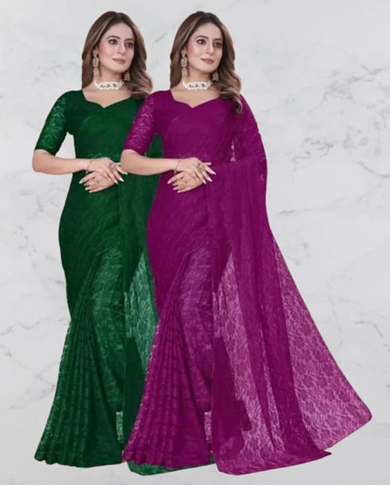 VRAGI Net Self Design Regular Saree With Unstitched Blouse Piece ( Multicolor ) VRAGI Net Self Design Regular Saree With Unstitched Blouse Piece ( Multicolor )
