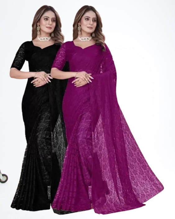     			VRAGI Net Self Design Regular Saree With Unstitched Blouse Piece ( Multicolor )