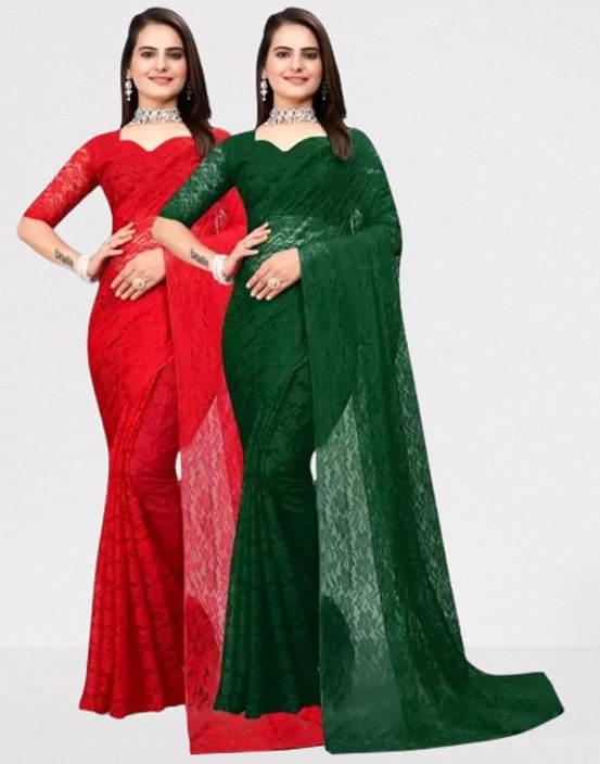     			VRAGI Net Self Design Regular Saree With Unstitched Blouse Piece ( Multicolor )