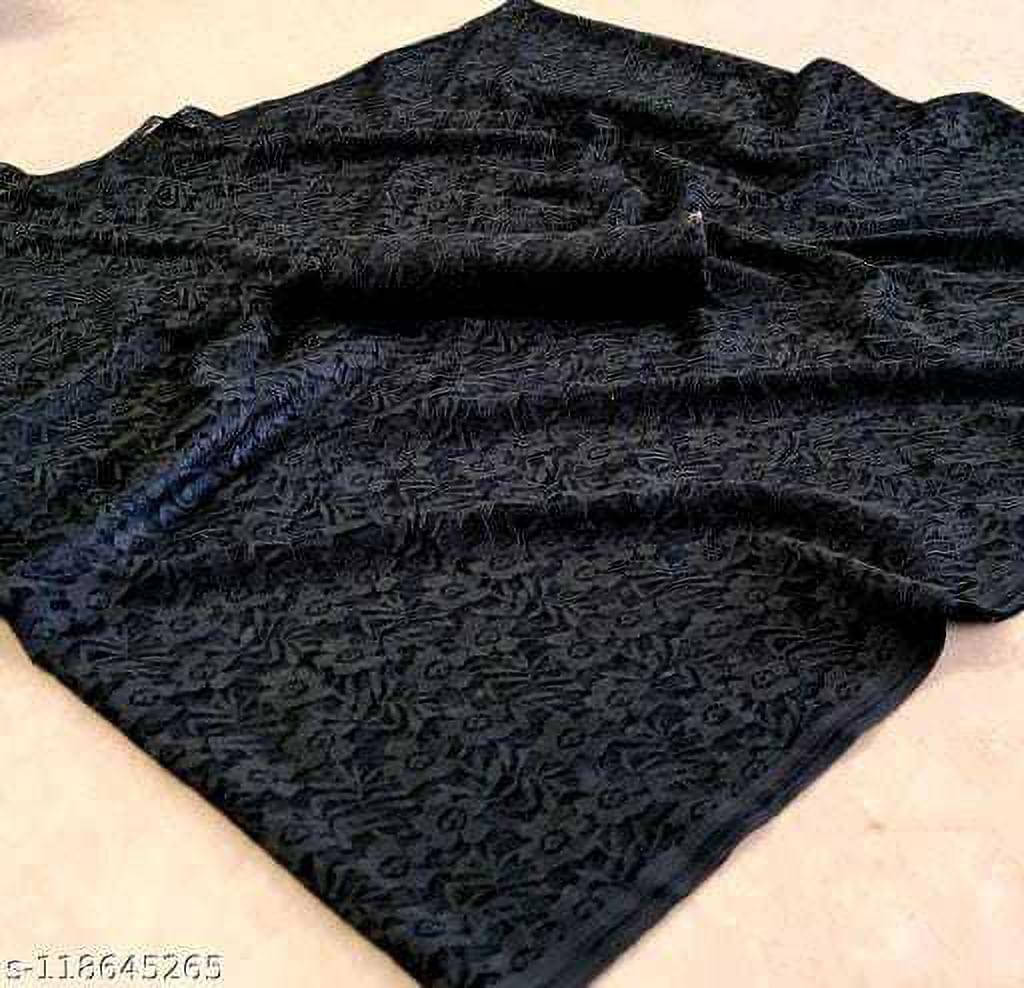     			VRAGI Net Self Design Regular Saree With Unstitched Blouse Piece ( Black )