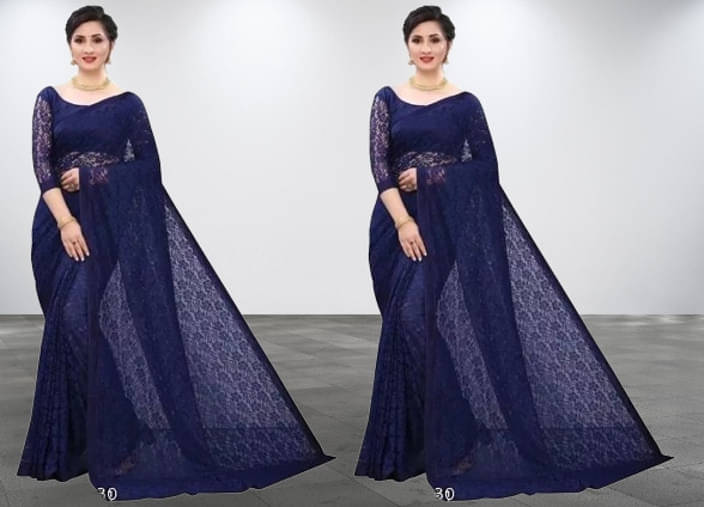     			VRAGI Net Self Design Regular Saree With Unstitched Blouse Piece ( Black )