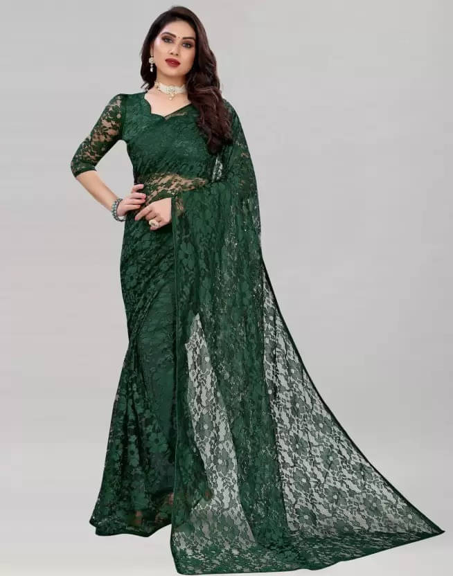 VRAGI Net Self Design Regular Saree With Unstitched Blouse Piece ( Green ) VRAGI Net Self Design Regular Saree With Unstitched Blouse Piece ( Green )
