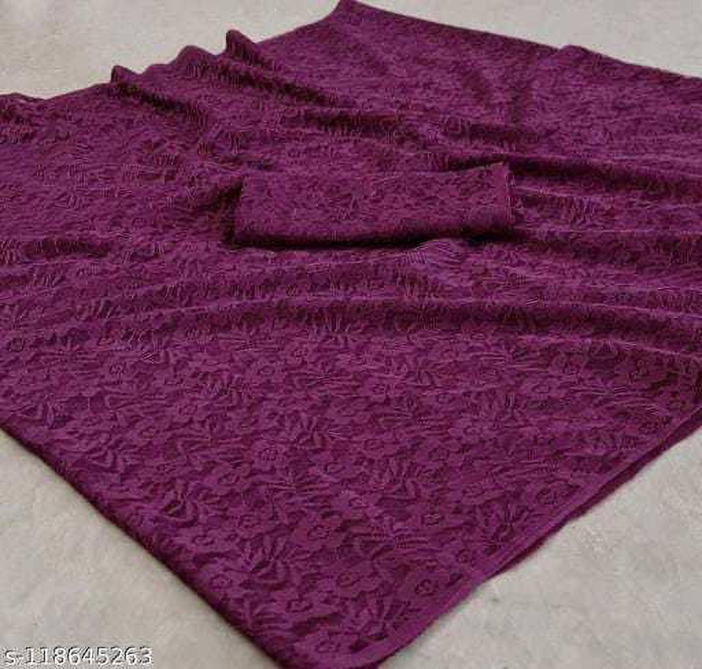     			VRAGI Net Self Design Regular Saree With Unstitched Blouse Piece ( Purple )