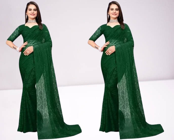 VRAGI Net Self Design Regular Saree With Unstitched Blouse Piece ( Green ) VRAGI Net Self Design Regular Saree With Unstitched Blouse Piece ( Green )