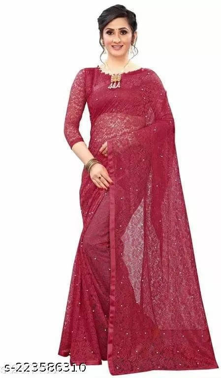 VRAGI Net Woven Regular Saree With Unstitched Blouse Piece ( Maroon ) VRAGI Net Woven Regular Saree With Unstitched Blouse Piece ( Maroon )