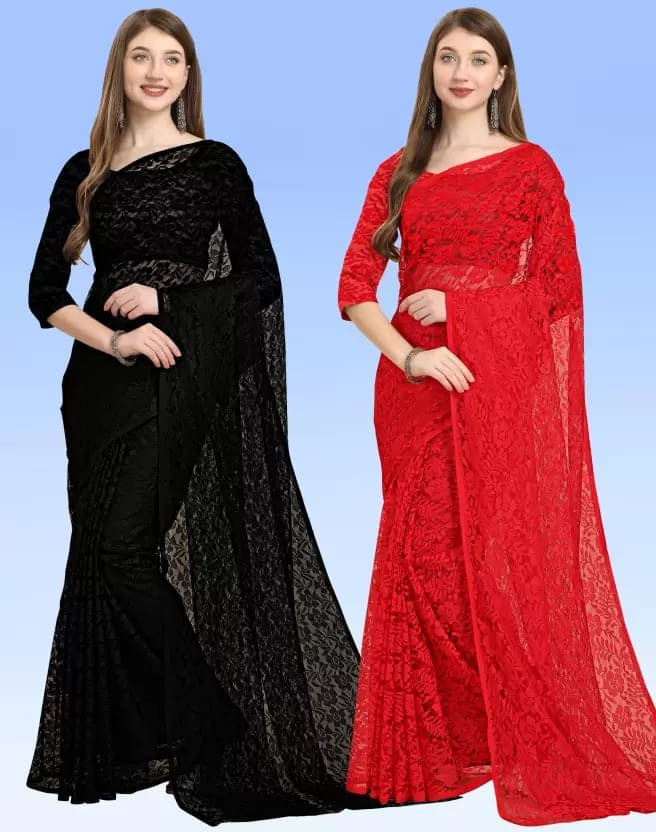     			VRAGI Net Woven Regular Saree With Unstitched Blouse Piece ( Multicolor )