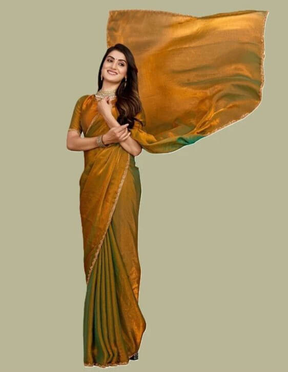 VRAGI Silk Blend Embellished Regular Saree With Unstitched Blouse Piece ( Gold ) VRAGI Silk Blend Embellished Regular Saree With Unstitched Blouse Piece ( Gold )