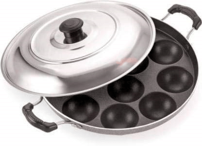 Visaxmi Non-Stick Stainless Steel Appam Patra Induction Bottom with Steel Lid 30 cm Diameter 0.5 Ltr - Cookware | Buy online on ZillyBuy