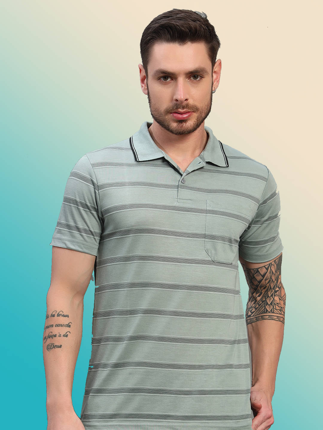 renuovo Men Polyester Regular Fit Striped Polo T Shirt ( Dark Grey ) renuovo Men Polyester Regular Fit Striped Polo T Shirt ( Dark Grey )