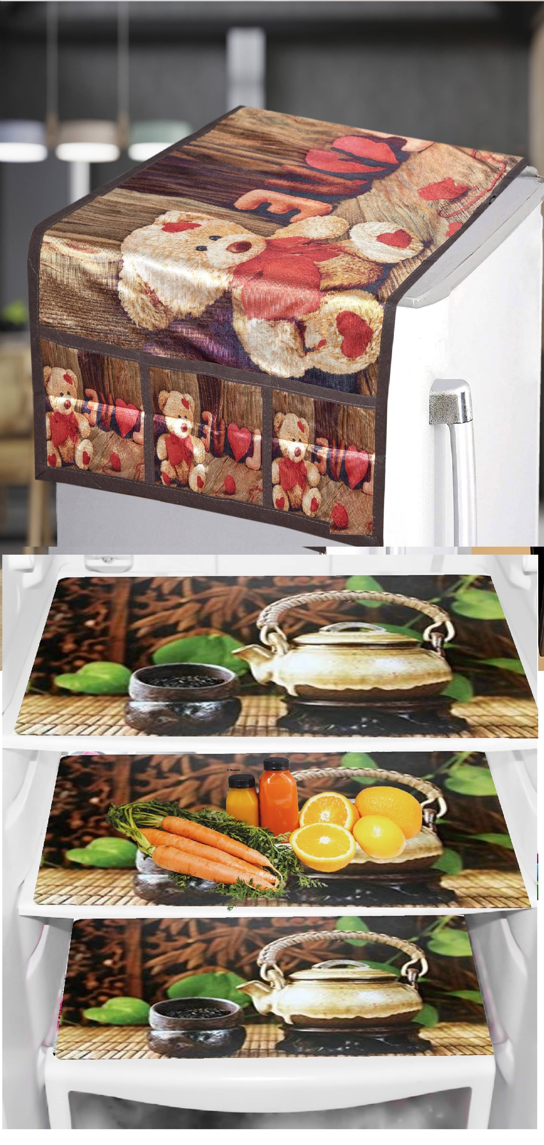 trendy Rabbit PVC Floral Fridge Mat & Cover ( 40 30 ) Pack of 4 - Multicolor trendy Rabbit PVC Floral Fridge Mat & Cover ( 40 30 ) Pack of 4 - Multicolor