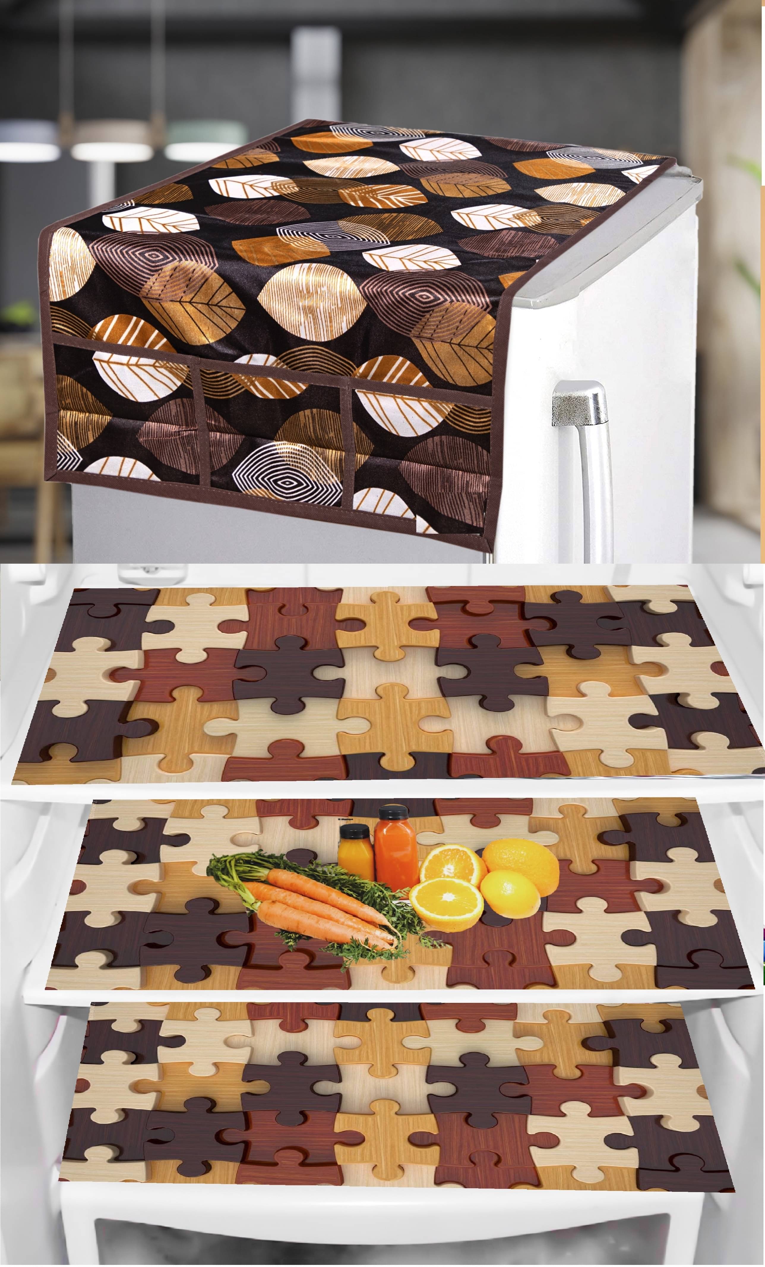     			trendy Rabbit PVC Floral Fridge Mat & Cover ( 40 30 ) Pack of 4 - Multicolor