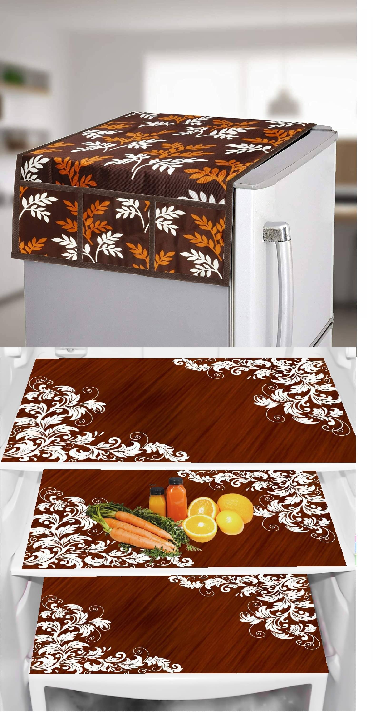     			trendy Rabbit PVC Floral Fridge Mat & Cover ( 40 30 ) Pack of 4 - Multicolor