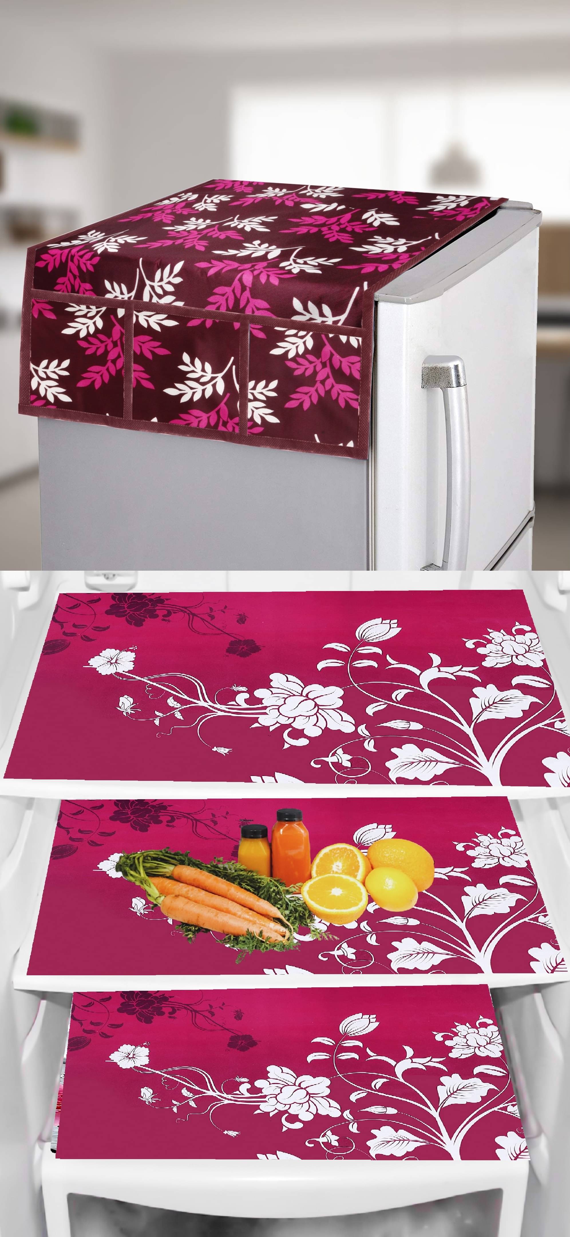 trendy Rabbit PVC Floral Fridge Mat & Cover ( 40 30 ) Pack of 4 - Multicolor trendy Rabbit PVC Floral Fridge Mat & Cover ( 40 30 ) Pack of 4 - Multicolor