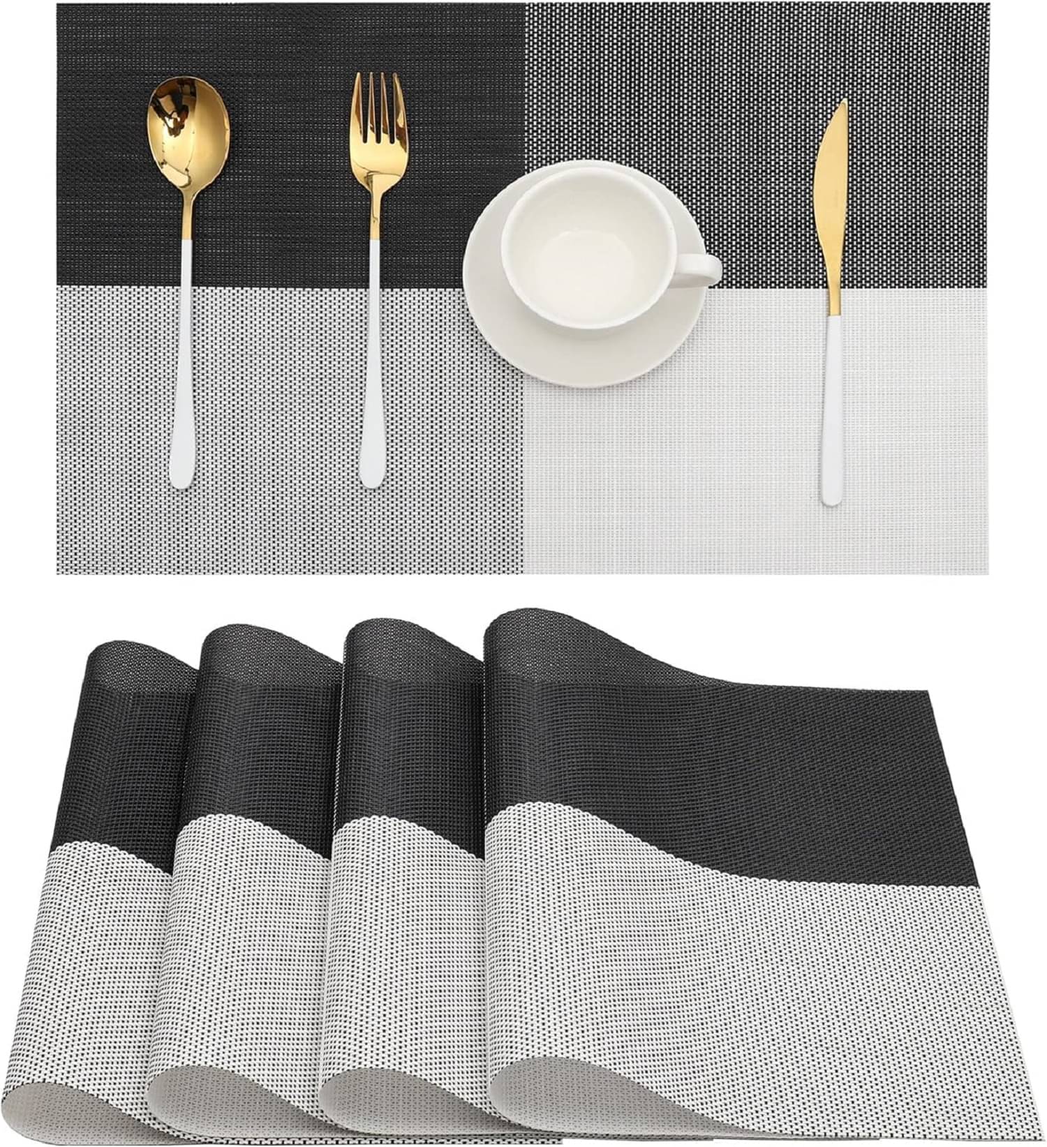     			AISEY PVC Solid Table Mats ( 40 cm x 30 cm ) Pack of 4 - Black