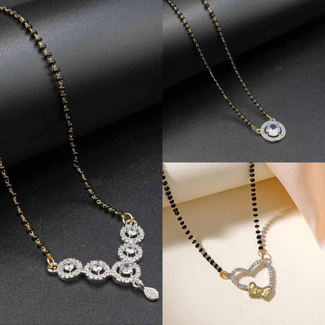 AKLINA Silver Mangalsutra ( Pack of 3 )     			AKLINA Silver Mangalsutra ( Pack of 3 )