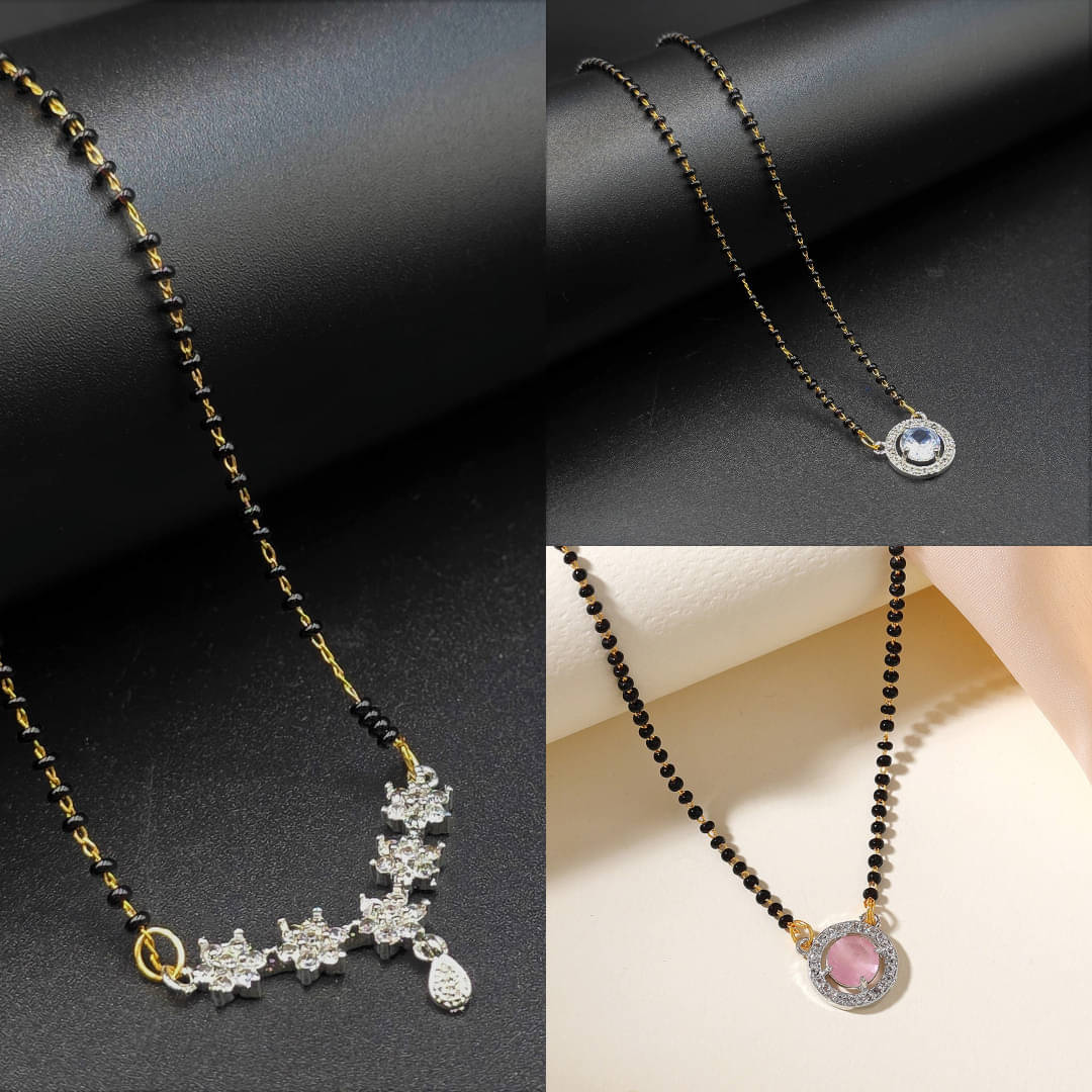AKLINA Silver Mangalsutra ( Pack of 3 ) AKLINA Silver Mangalsutra ( Pack of 3 )
