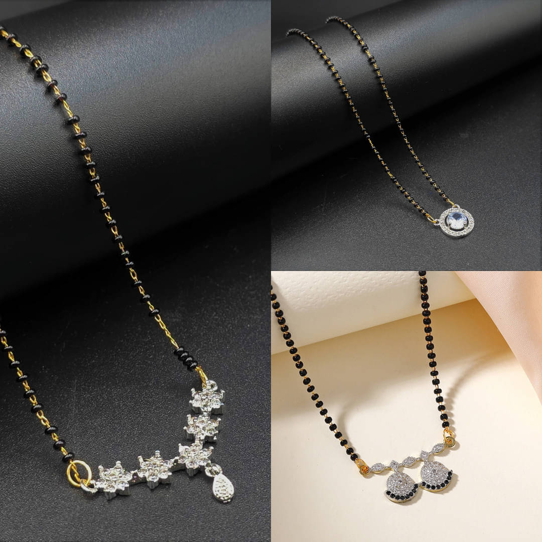 AKLINA Silver Mangalsutra ( Pack of 3 ) AKLINA Silver Mangalsutra ( Pack of 3 )