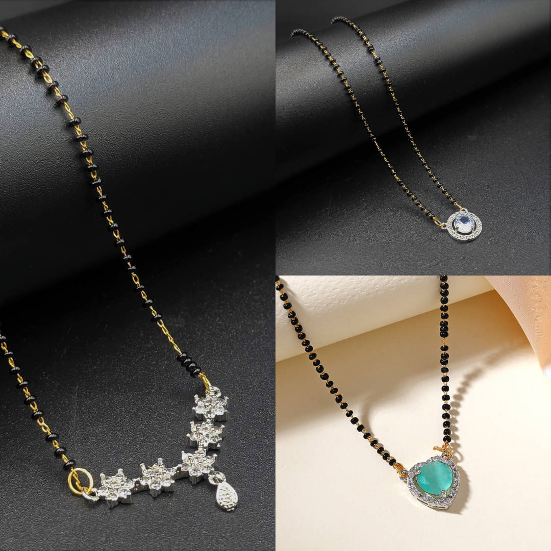 AKLINA Silver Mangalsutra ( Pack of 3 ) AKLINA Silver Mangalsutra ( Pack of 3 )