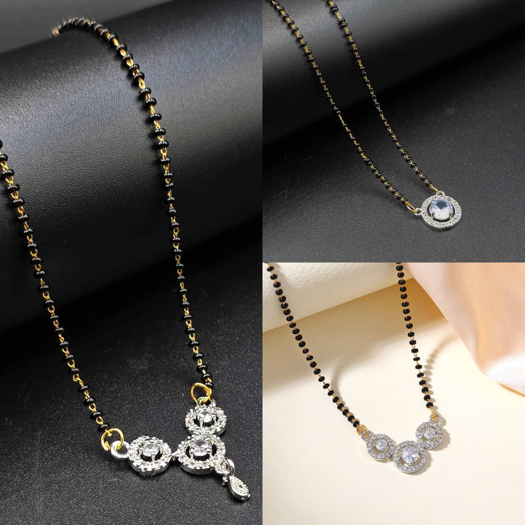 AKLINA Silver Mangalsutra ( Pack of 3 ) AKLINA Silver Mangalsutra ( Pack of 3 )