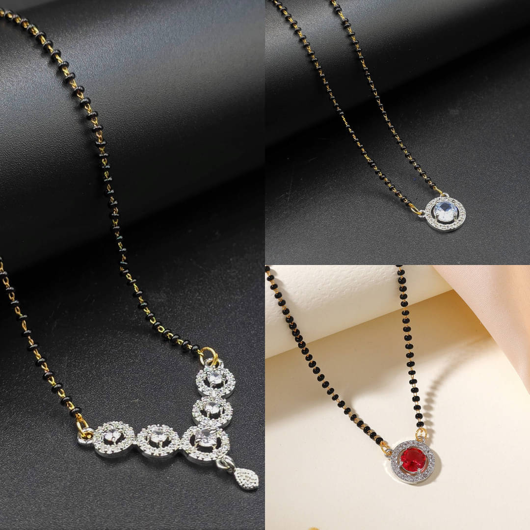     			AKLINA Silver Mangalsutra ( Pack of 3 )