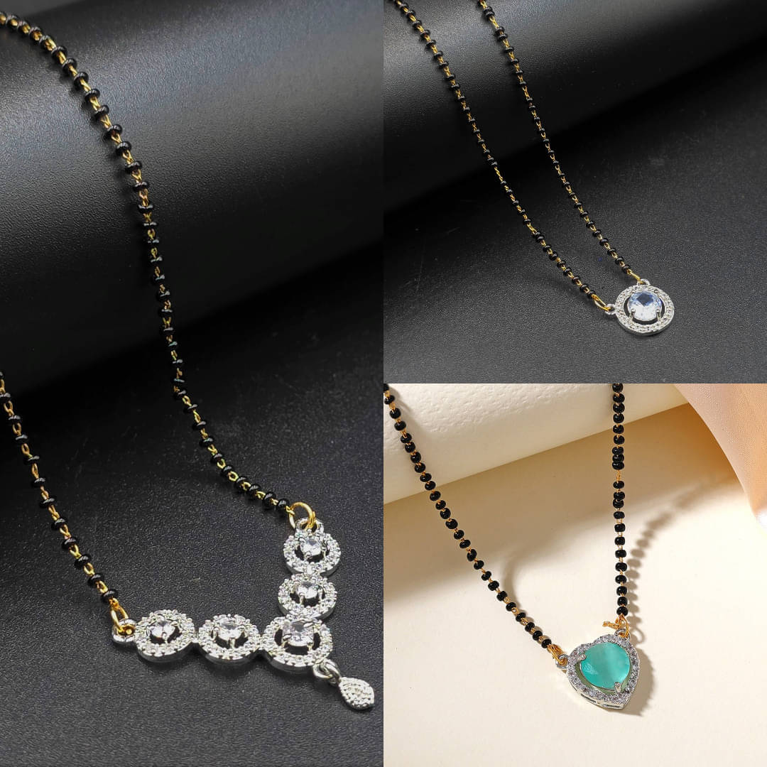     			AKLINA Silver Mangalsutra ( Pack of 3 )