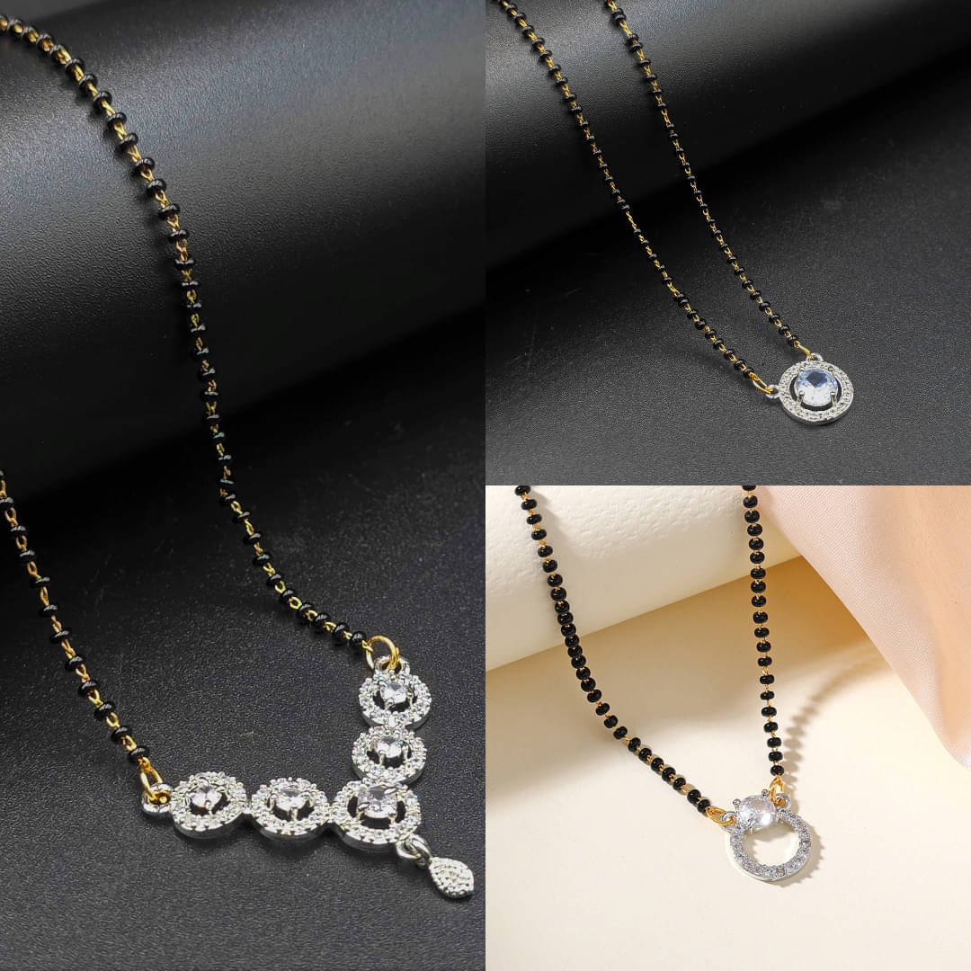 AKLINA Silver Mangalsutra ( Pack of 3 ) AKLINA Silver Mangalsutra ( Pack of 3 )