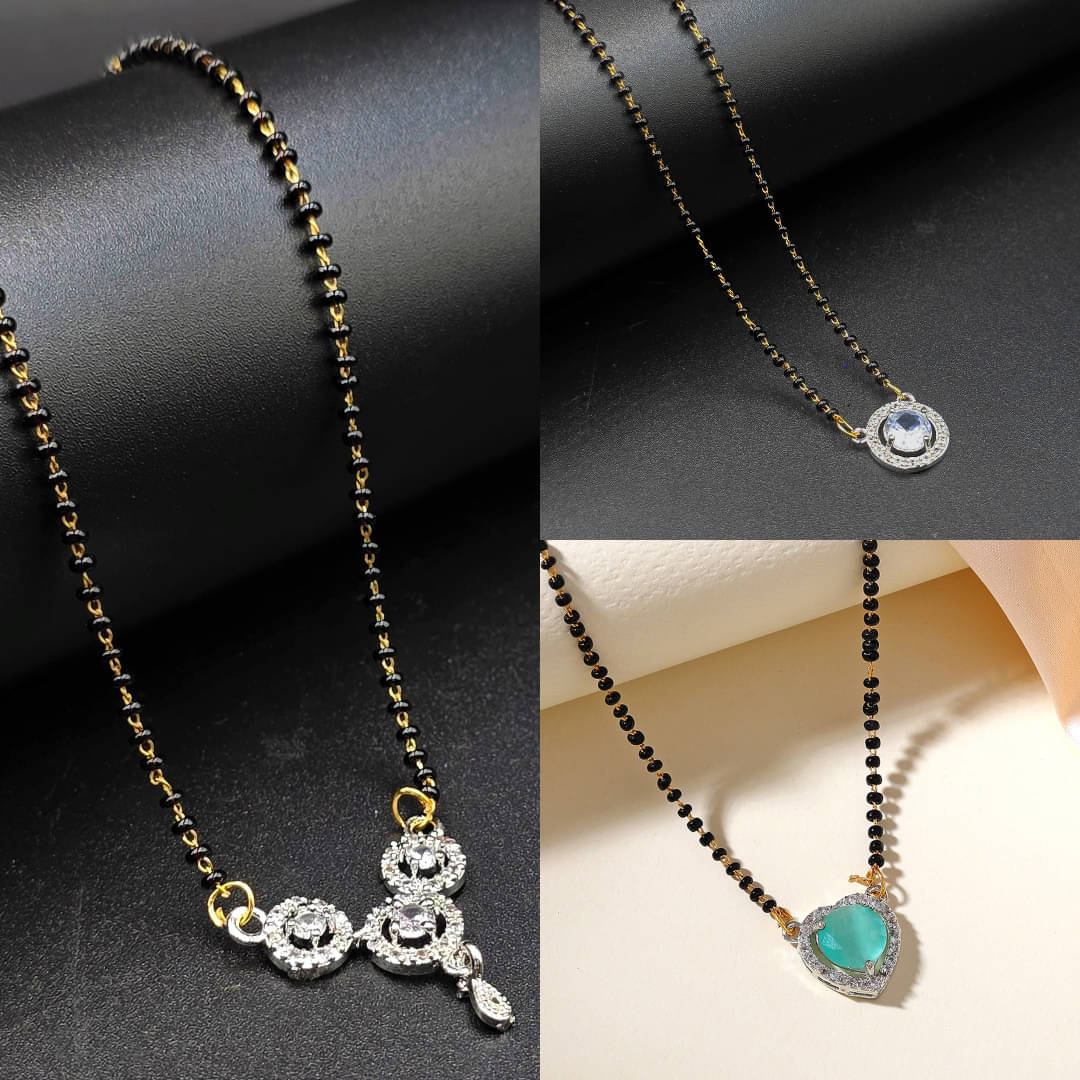     			AKLINA Silver Mangalsutra ( Pack of 3 )