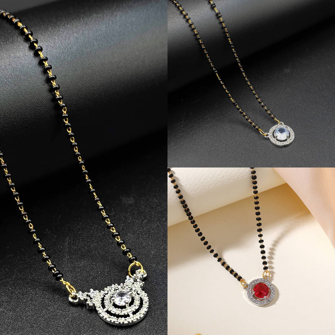 AKLINA Silver Mangalsutra ( Pack of 3 ) AKLINA Silver Mangalsutra ( Pack of 3 )