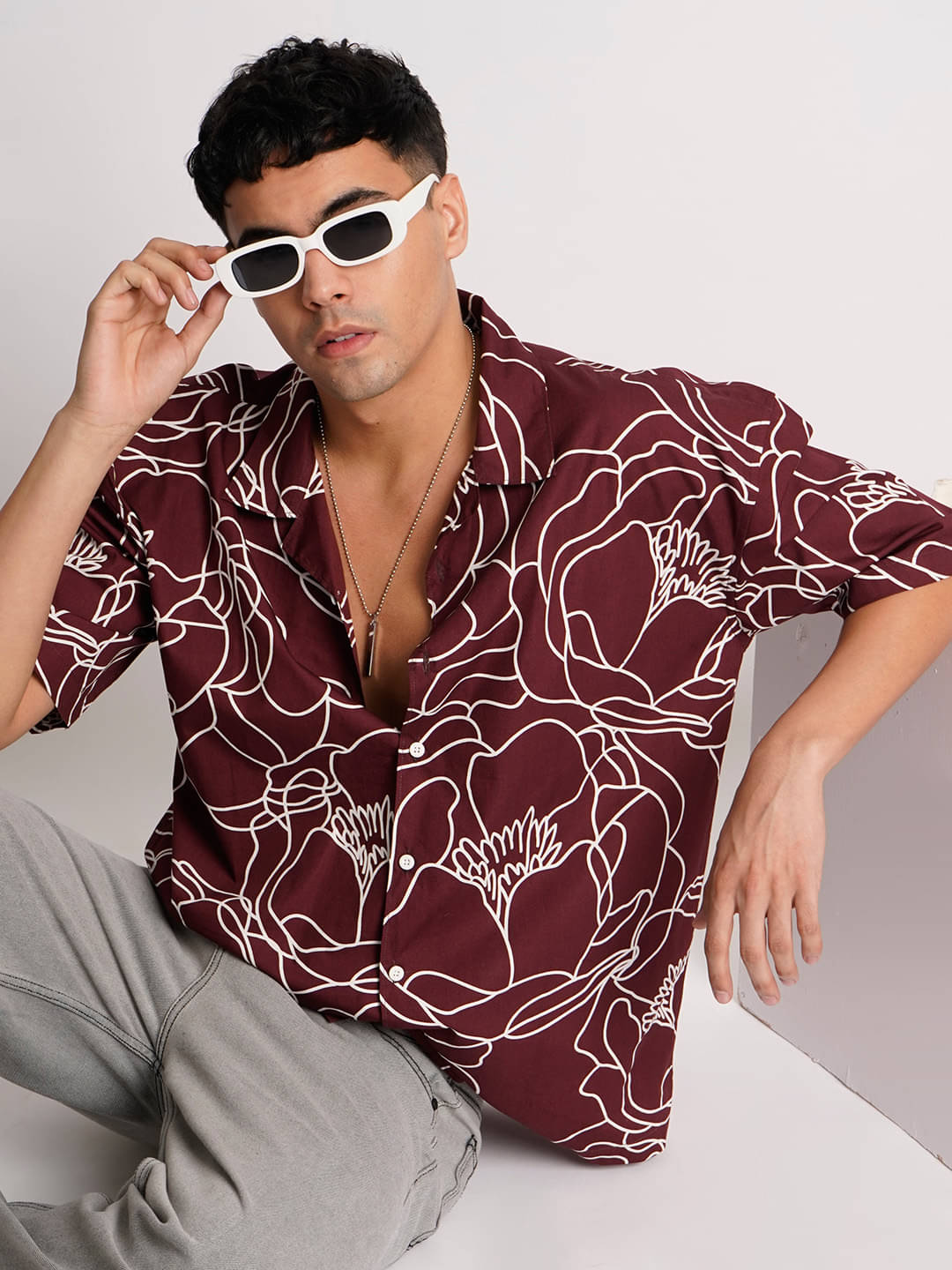 Bene Kleed 100% Cotton Oversized Fit Printed Half Sleeves Men's Casual Shirt - Maroon ( Pack of 1 ) Bene Kleed 100% Cotton Oversized Fit Printed Half Sleeves Men's Casual Shirt - Maroon ( Pack of 1 )