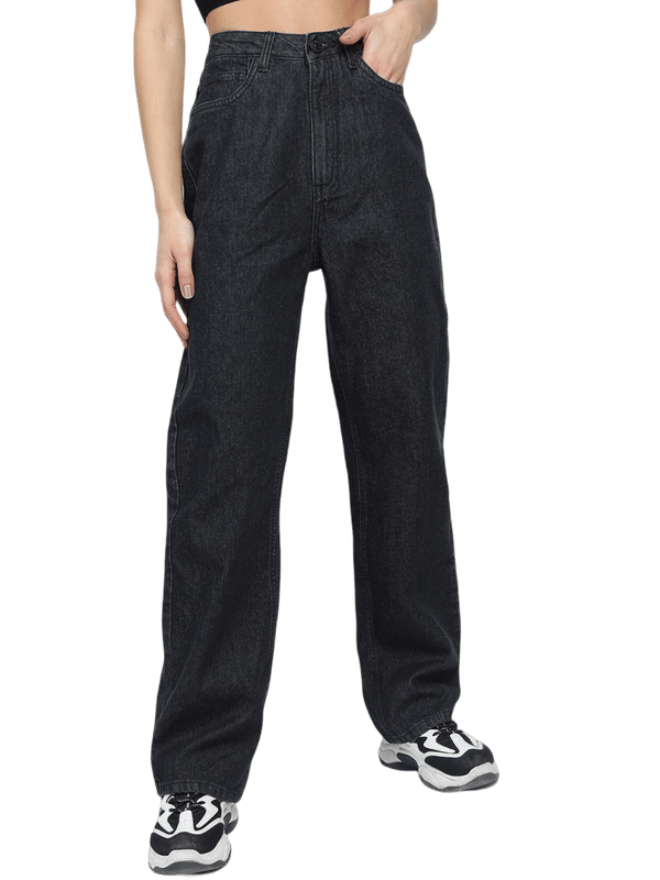     			CHALODIA Women's Relaxed Fit High-Rise Jeans ( Black )