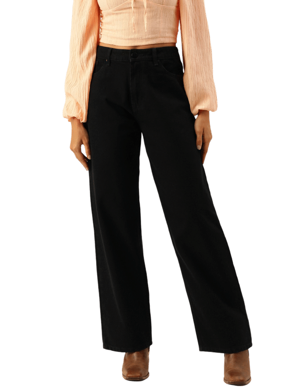     			CHALODIA Women's Relaxed Fit High-Rise Jeans ( Black )