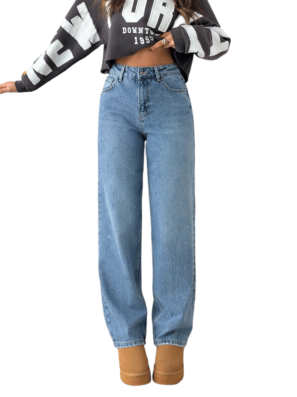     			CHALODIA Women's Relaxed Fit High-Rise Jeans ( Light Blue )