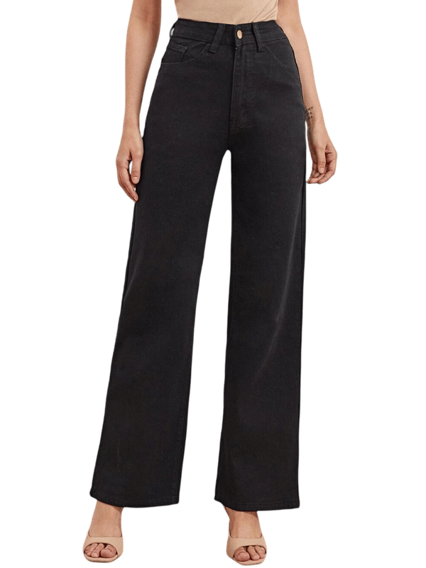     			CHALODIA Women's Relaxed Fit High-Rise Jeans ( Black )