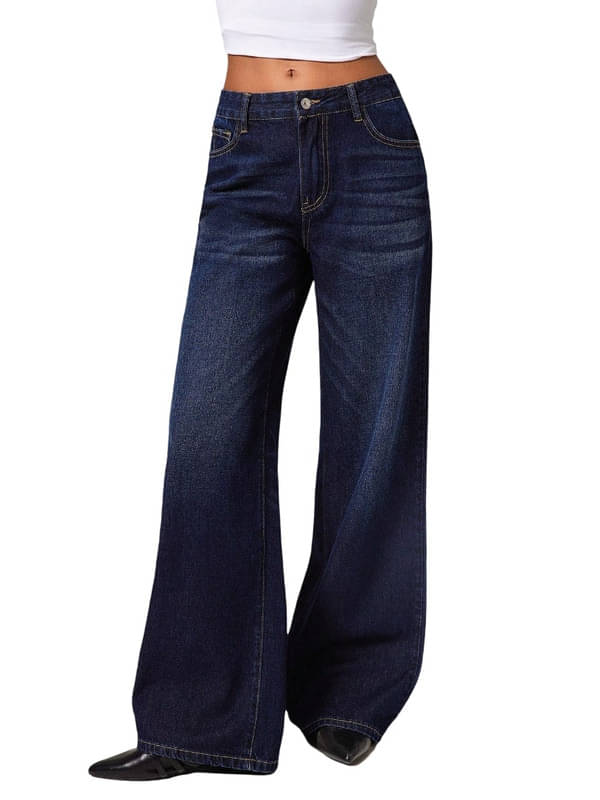     			CHALODIA Women's Relaxed Fit High-Rise Jeans ( Dark Blue )