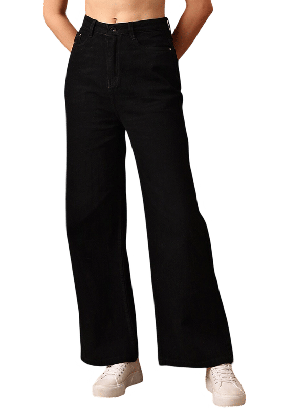     			CHALODIA Women's Relaxed Fit High-Rise Jeans ( Black )