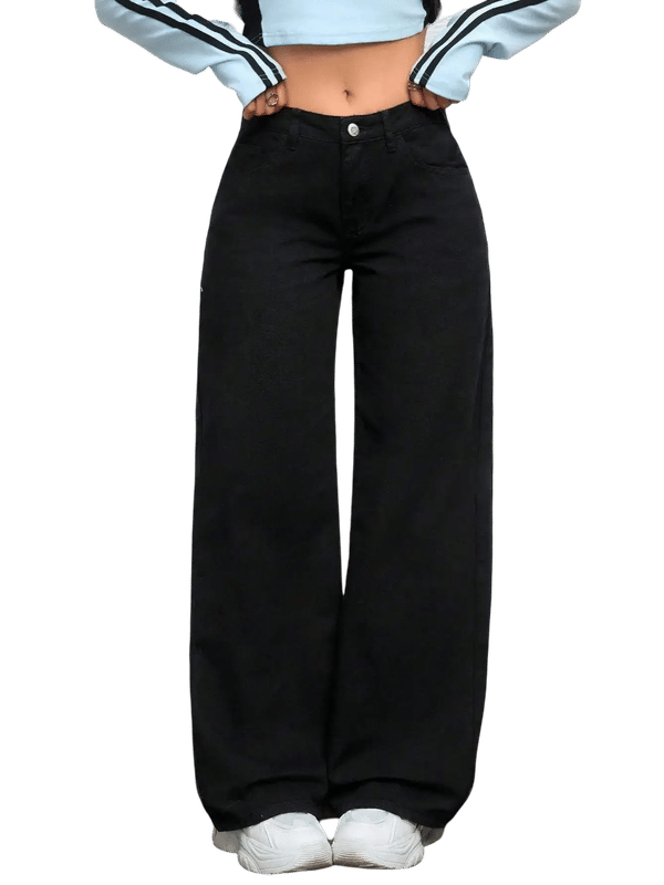     			CHALODIA Women's Relaxed Fit High-Rise Jeans ( Black )