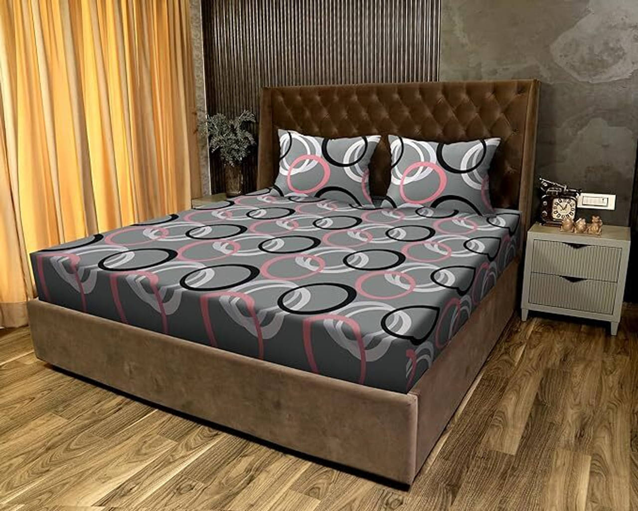     			DOMES FAB Glace Cotton 1 Double Bedsheet with 2 Pillow Covers ( Grey )