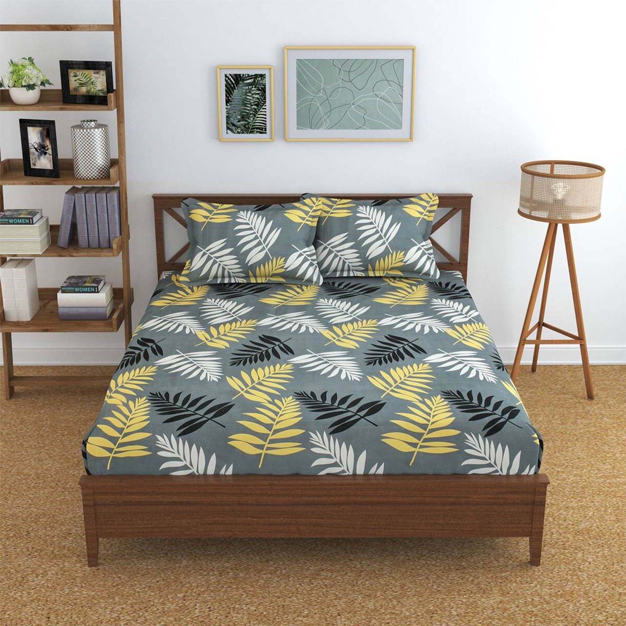     			DOMES FAB Glace Cotton 1 Double Bedsheet with 2 Pillow Covers ( Grey )