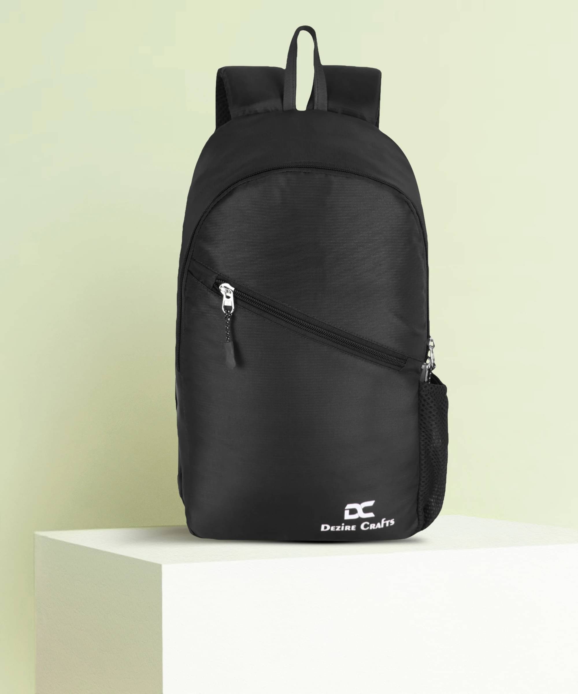 Dezire Crafts 14 Ltrs Polyester Backpack *For Men & Women ( Black )     			Dezire Crafts 14 Ltrs Polyester Backpack *For Men & Women ( Black )