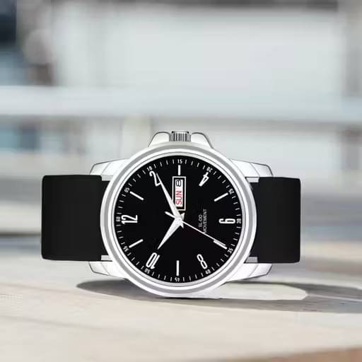     			EEWHI Black Silicon Analog Men's Watch