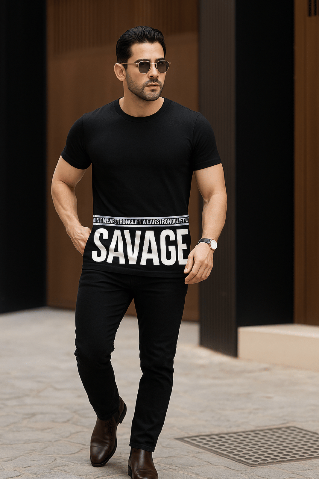     			FLIRTY SOUL Men Polyester Regular Fit Printed T-Shirt ( Black )