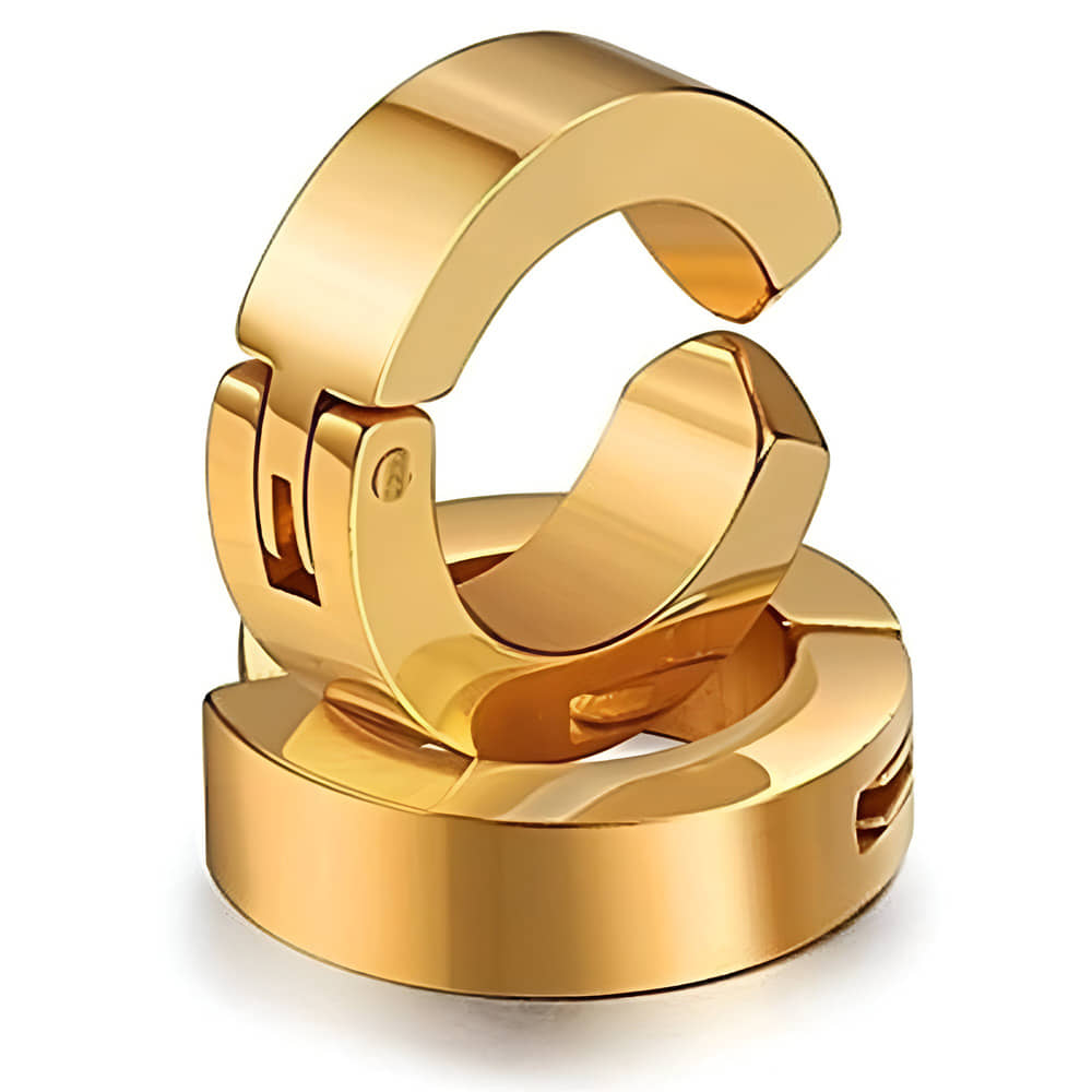 Fashion Frill Stainless Steel Casual Wear Golden Hoop Studs Earring For Men Girls Stylish - Earrings | Buy online on ZillyBuy