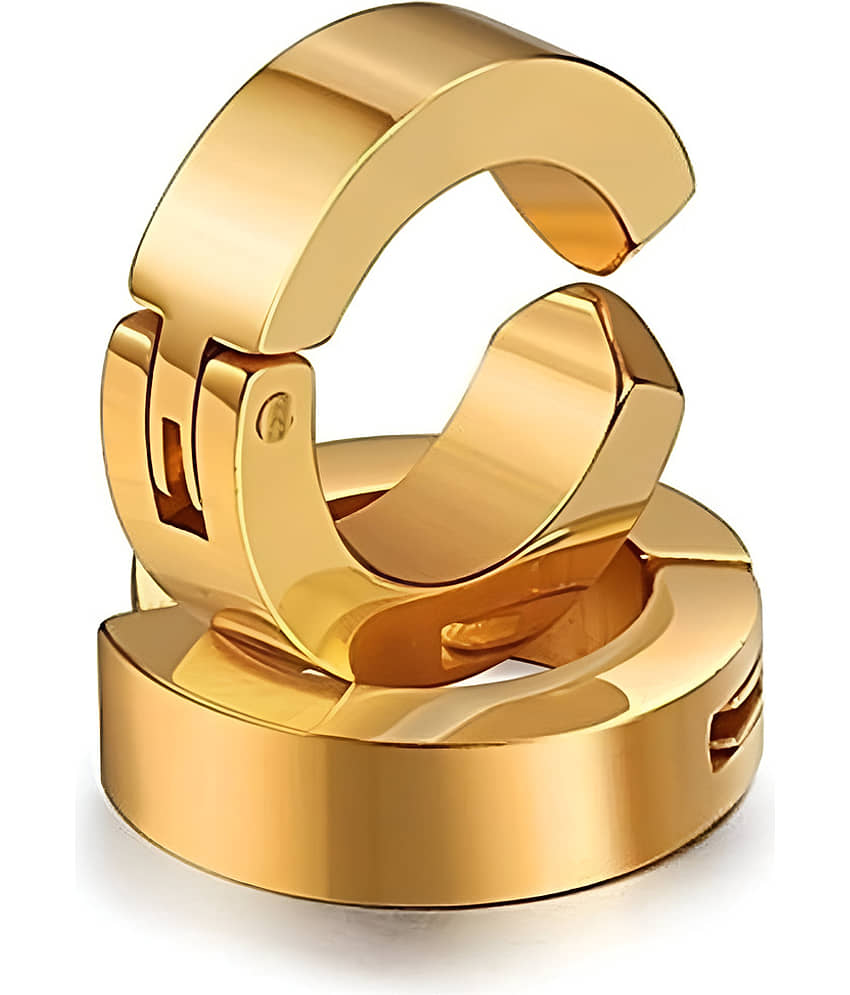 Fashion Frill Stainless Steel Casual Wear Golden Hoop Studs Earring For Men Girls Stylish - Earrings | Buy online on ZillyBuy