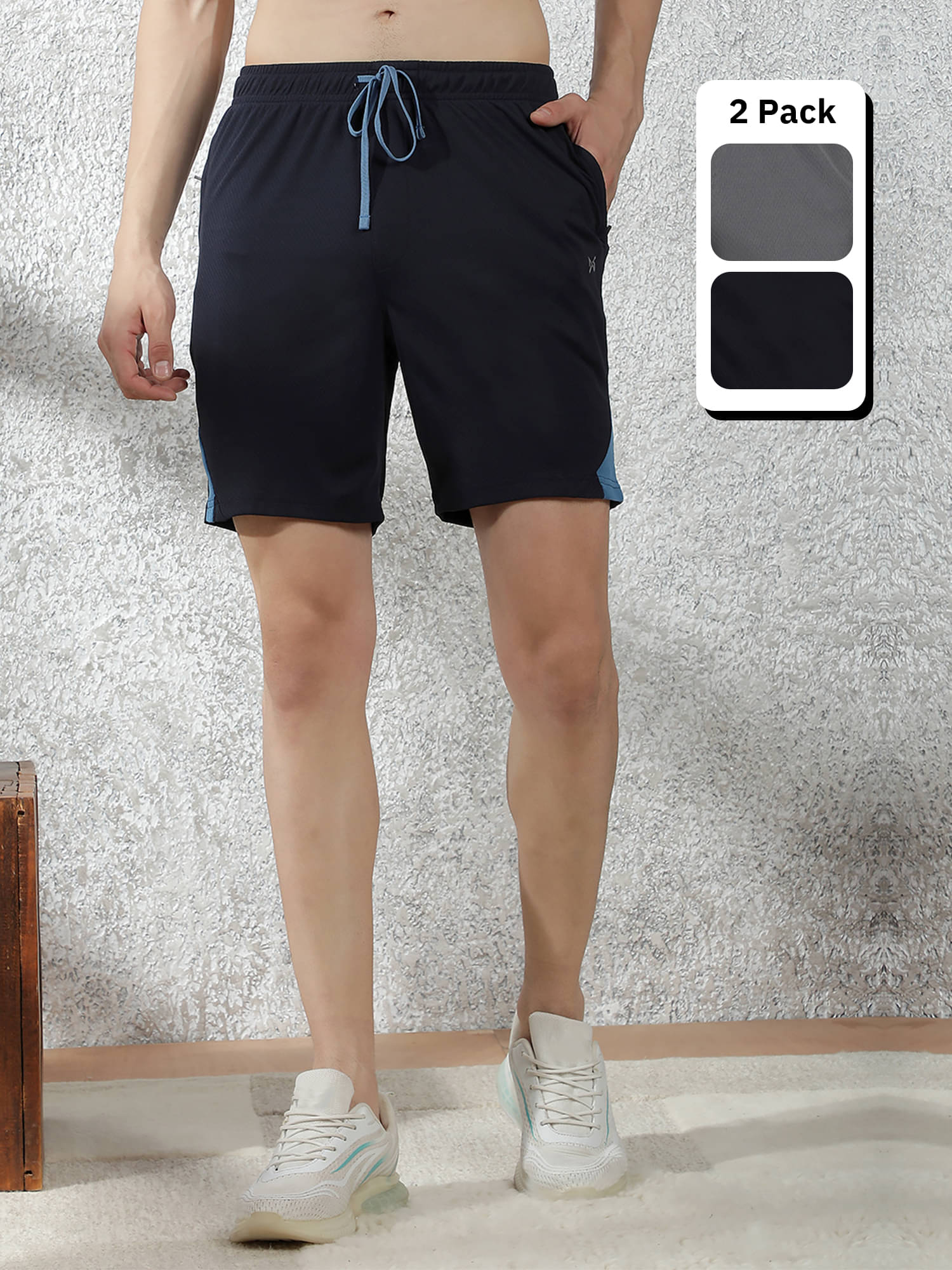     			Force NXT Multicolor Polyester Men's Gym Shorts ( Pack of 2 )