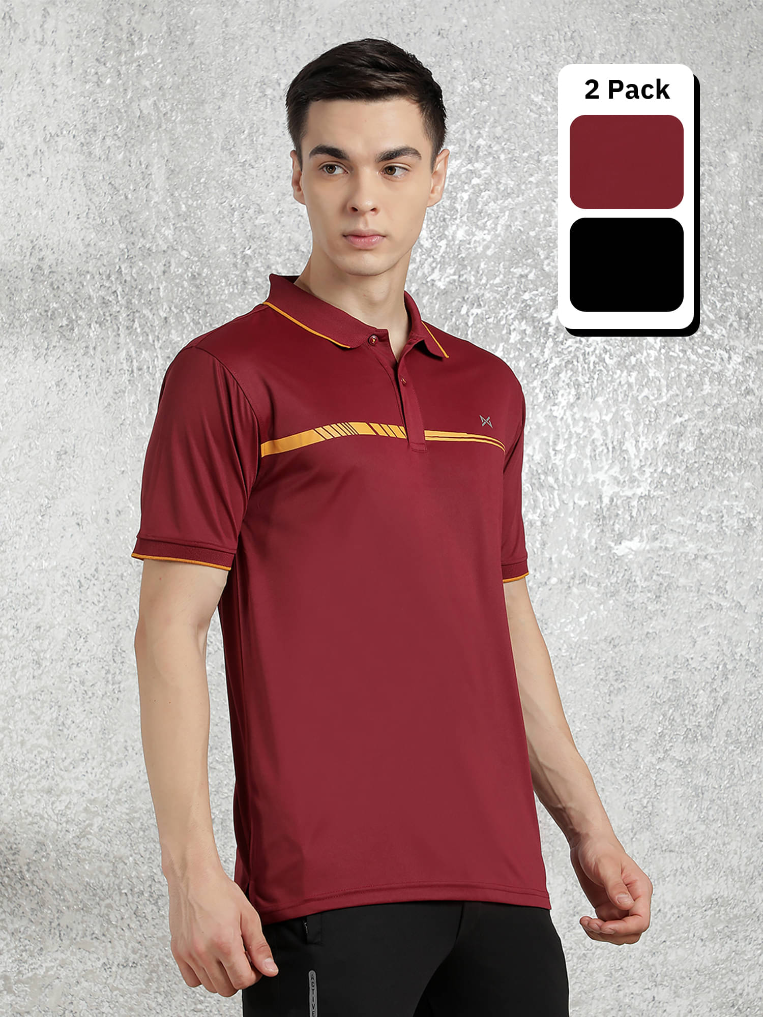     			Force NXT Multicolor Polyester Regular Fit Men's Sports Polo T-Shirt ( Pack of 2 )
