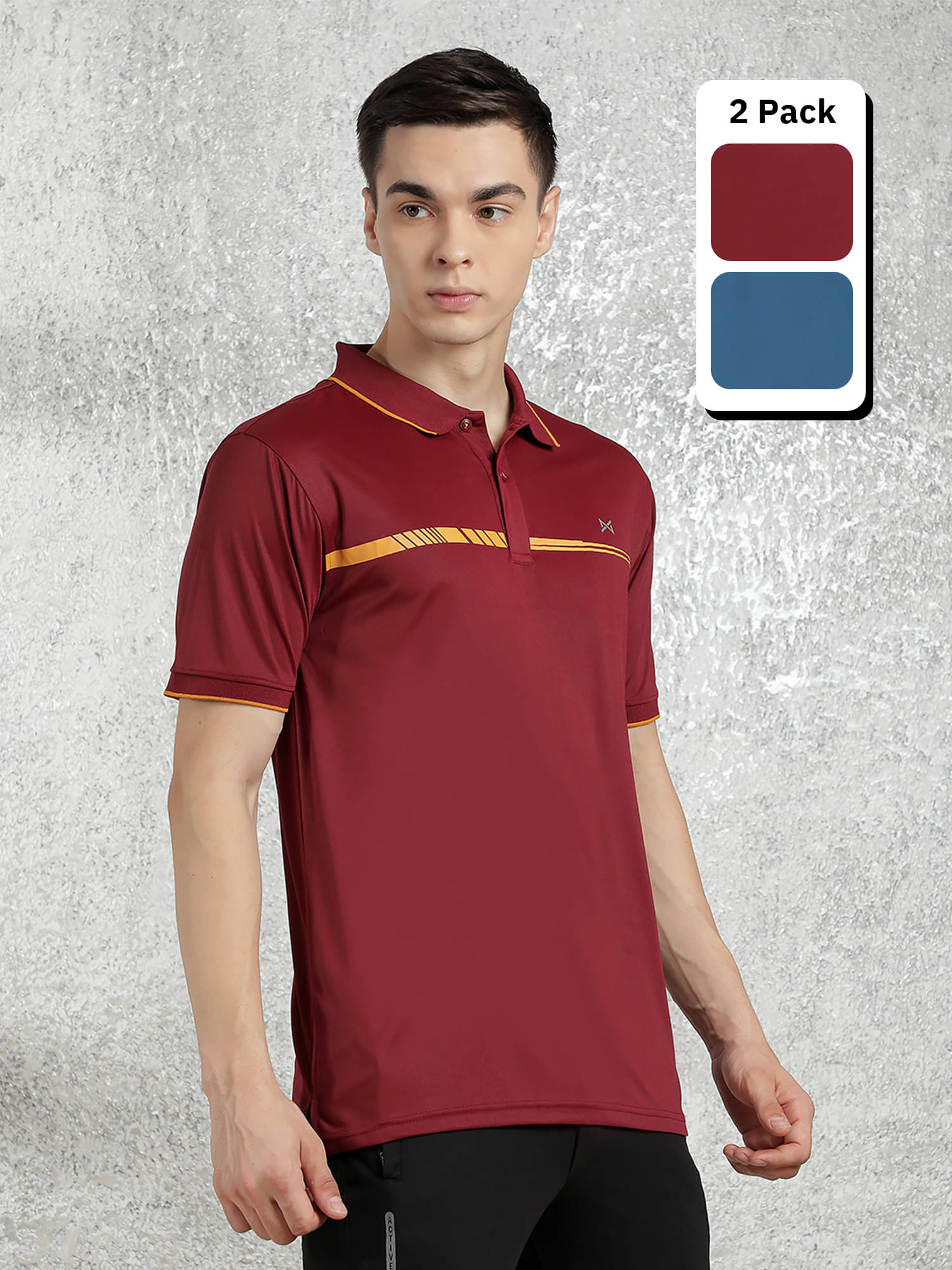     			Force NXT Multicolor Polyester Regular Fit Men's Sports Polo T-Shirt ( Pack of 2 )