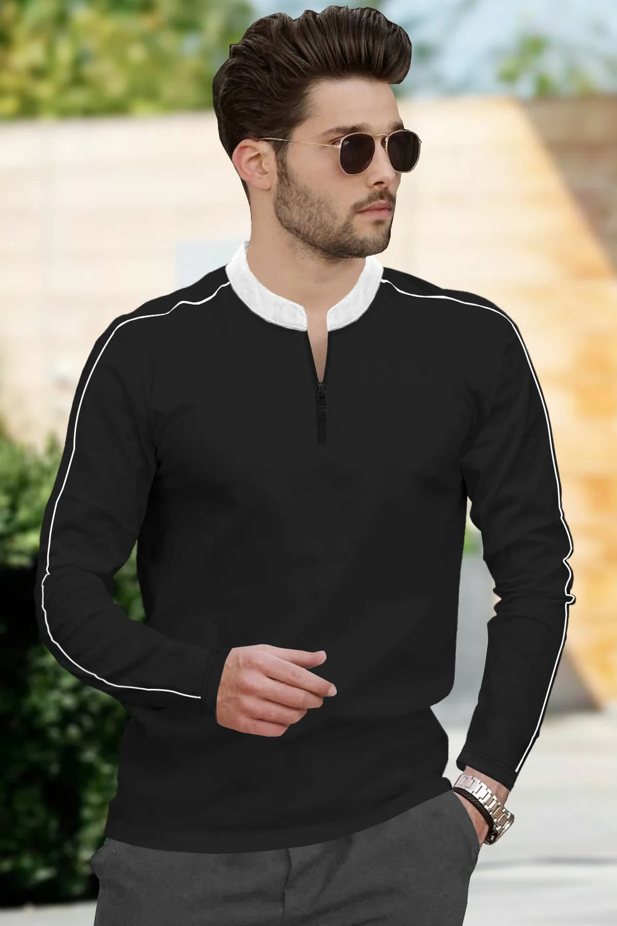     			GARBLY Men Cotton Blend Regular Fit Solid T-Shirt ( Black )