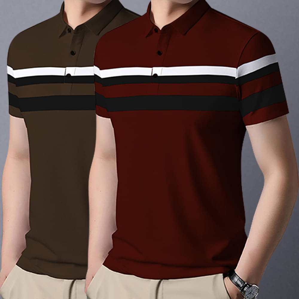 GARBLY Men Cotton Blend Regular Fit Striped Polo T Shirt ( Multicolor11 )     			GARBLY Men Cotton Blend Regular Fit Striped Polo T Shirt ( Multicolor11 )